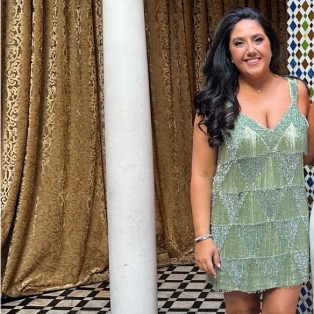RETROFETE Green Beaded Dress